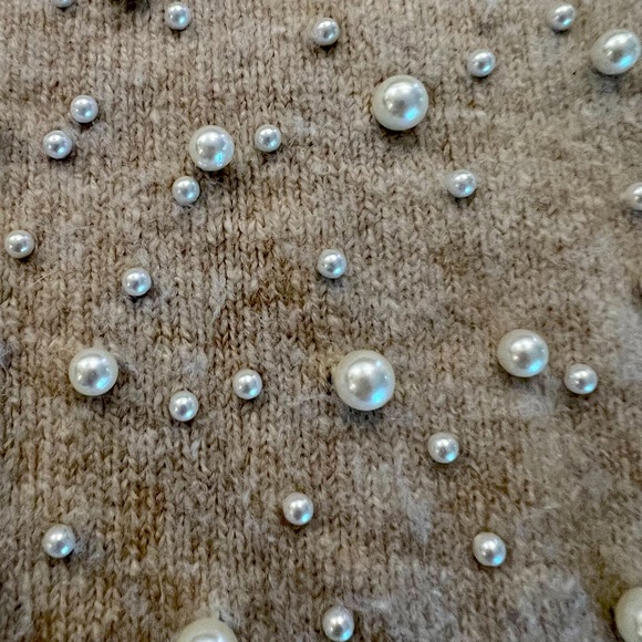 Zara, Light Beige Pearl Sweater, Size 6 - Picture 2 of 4